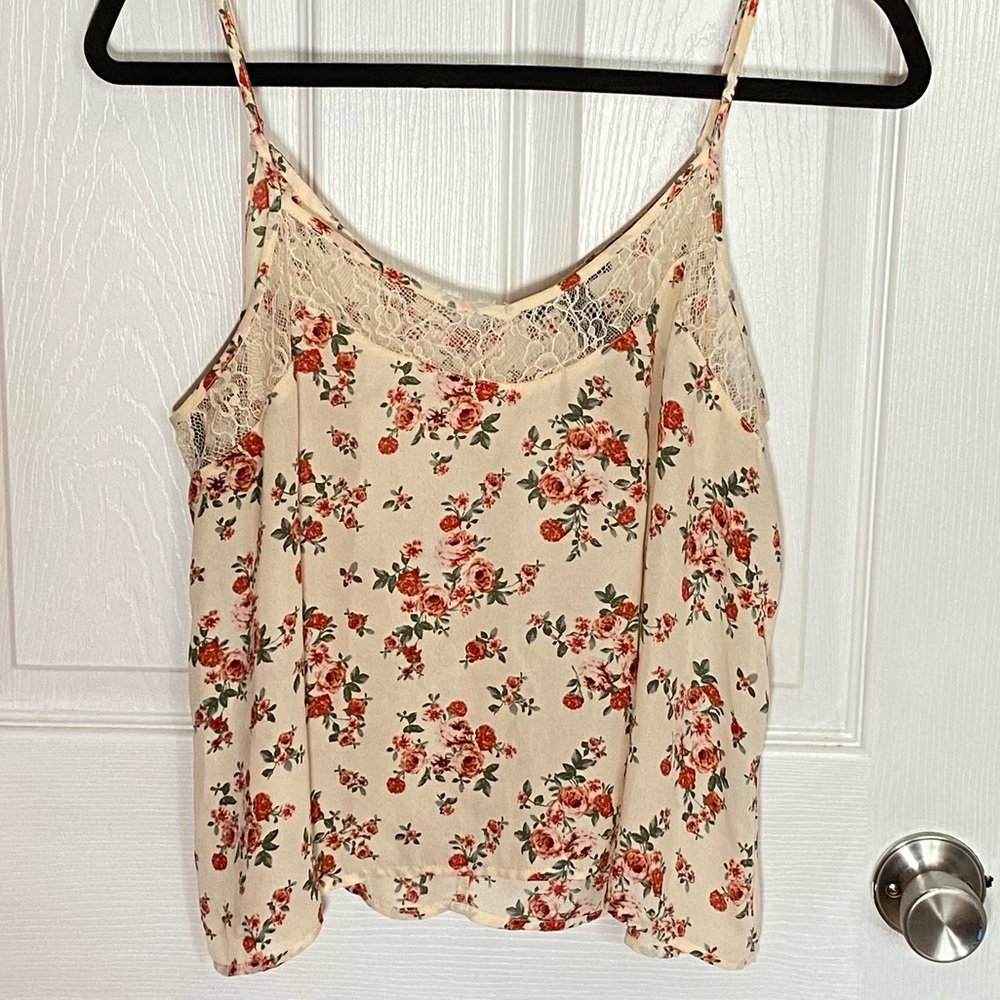 Forever 21 cropped floral cami tank top
